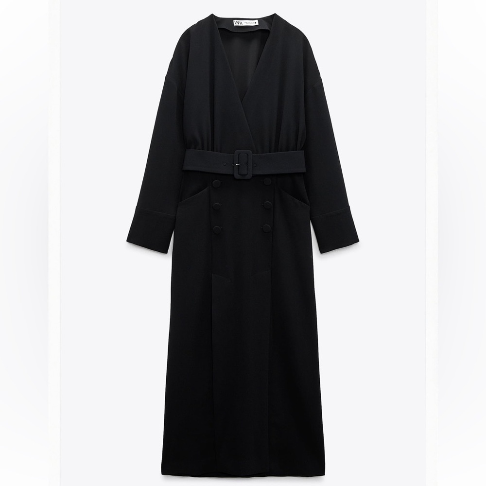 Zara black belt dress S